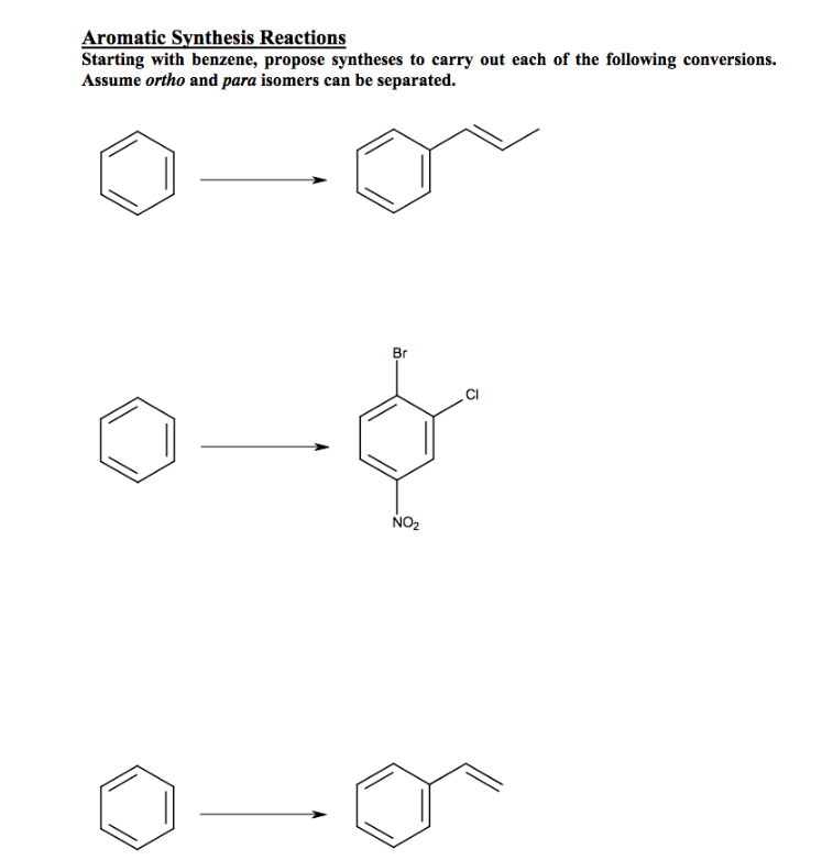 Solved Aromatic Synthesis Reactions Starting With Benzene, | Chegg.com