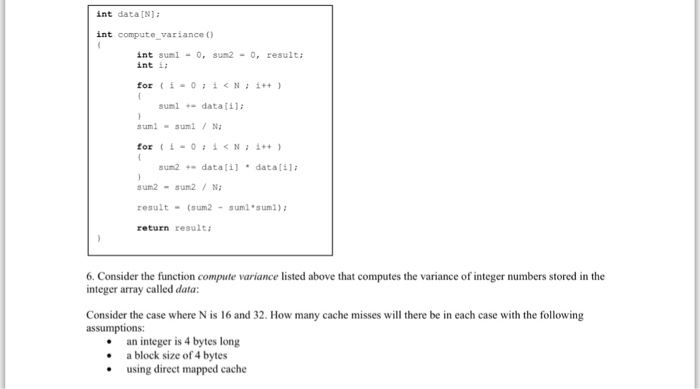 Solved Consider the function compute variance listed above | Chegg.com