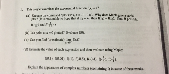 Solved This project examines the exponential function f(x) = | Chegg.com