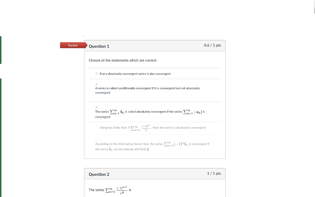 Solved Partial Question 1 0.6/1 pts Choose all the | Chegg.com