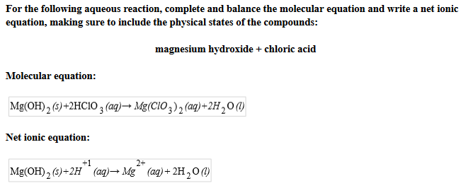 Solved For the following aqueous reaction, complete and | Chegg.com