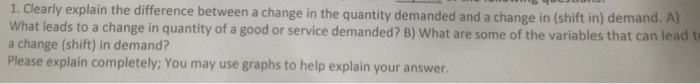 Solved Clearly explain the difference between a change in | Chegg.com