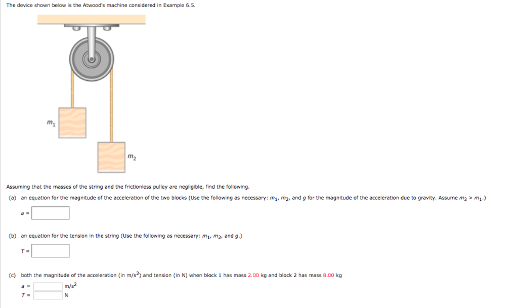 Solved The device shown below is the Atwood's machine | Chegg.com