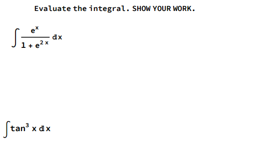 integral of e log 1 tan 2x