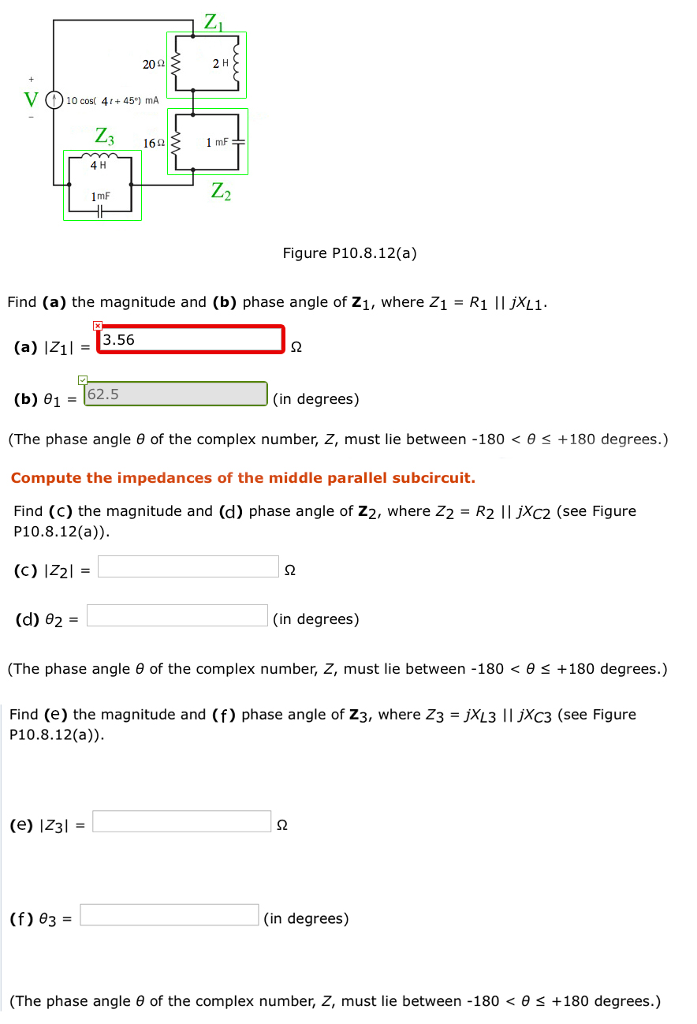 Solved Find (a) the magnitude and (b) phase angle of Z_1, | Chegg.com