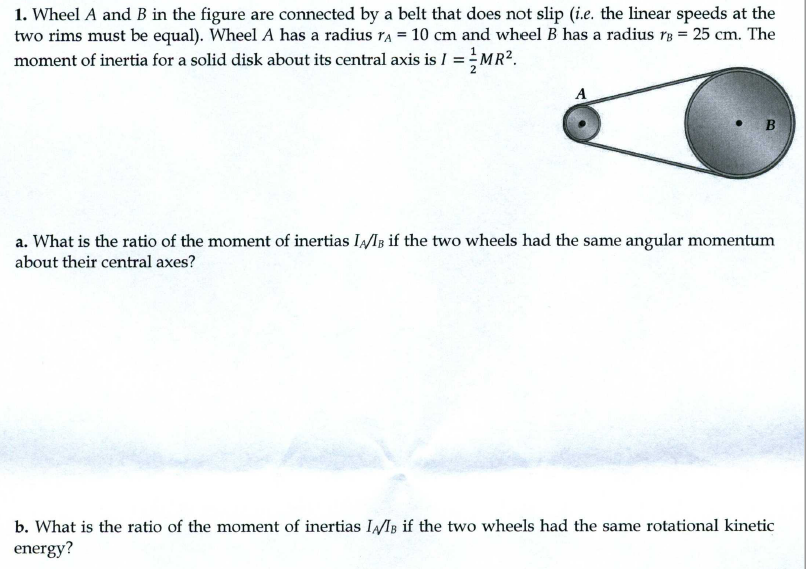 solved-1-wheel-a-and-b-in-the-figure-are-connected-by-a-chegg