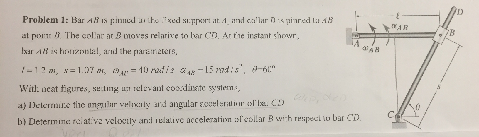 Solved Problem 1: Bar AB Is Pinned To The Fixed Support At | Chegg.com