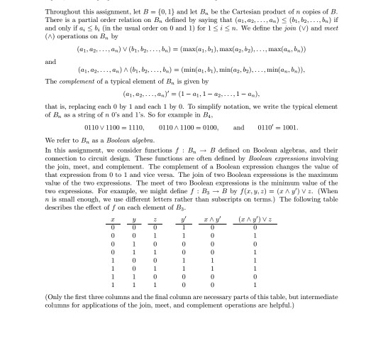 Solved Throughout This Assignment, Let B = {0,1} And Let Bn | Chegg.com