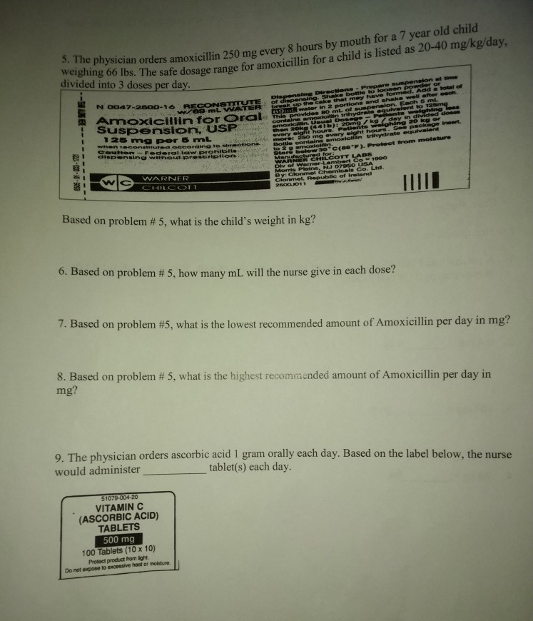 solved-5-physician-orders-amoxicillin-250-mg-every-8-hours-chegg