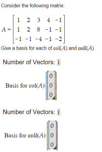 Solved: Consider The Ofllowing Matrix. Give A Basis Ofr Ea... | Chegg.com
