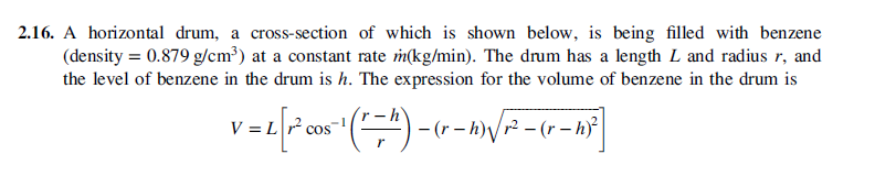 Solved 2.16. A horizontal drum, a cross-section of which is | Chegg.com