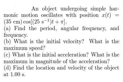 Solved An Object Undergoing Simple Harmonic Motion 