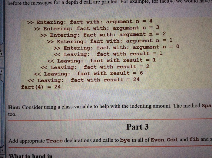 Solved In Java how do I indent output by 2*d spaces so that | Chegg.com