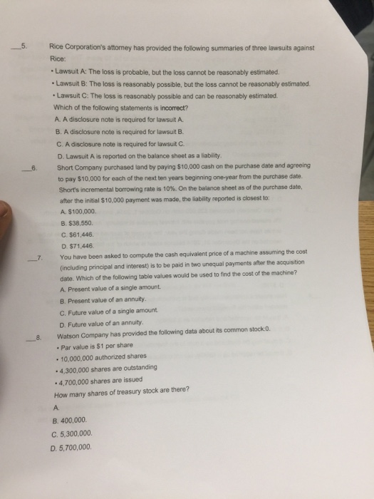 Solved Rice Corporation's attorney has provided the