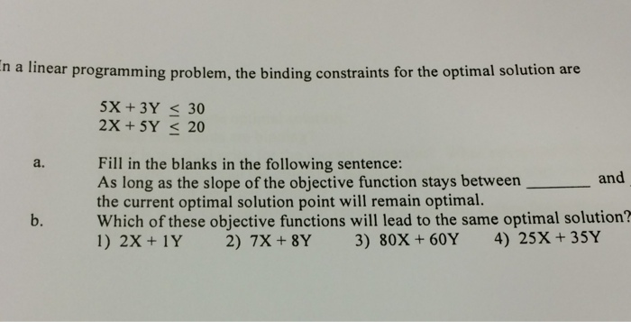 Solved In a linear programming problem, the binding | Chegg.com