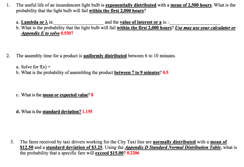 Solved 1. The useful life of an incandescent light bulb is