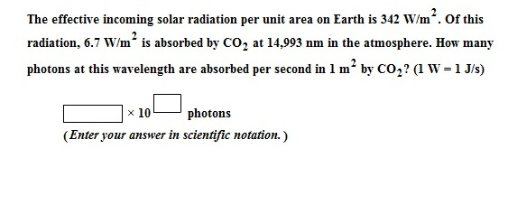 Solved The effective incoming solar radiation per unit area | Chegg.com