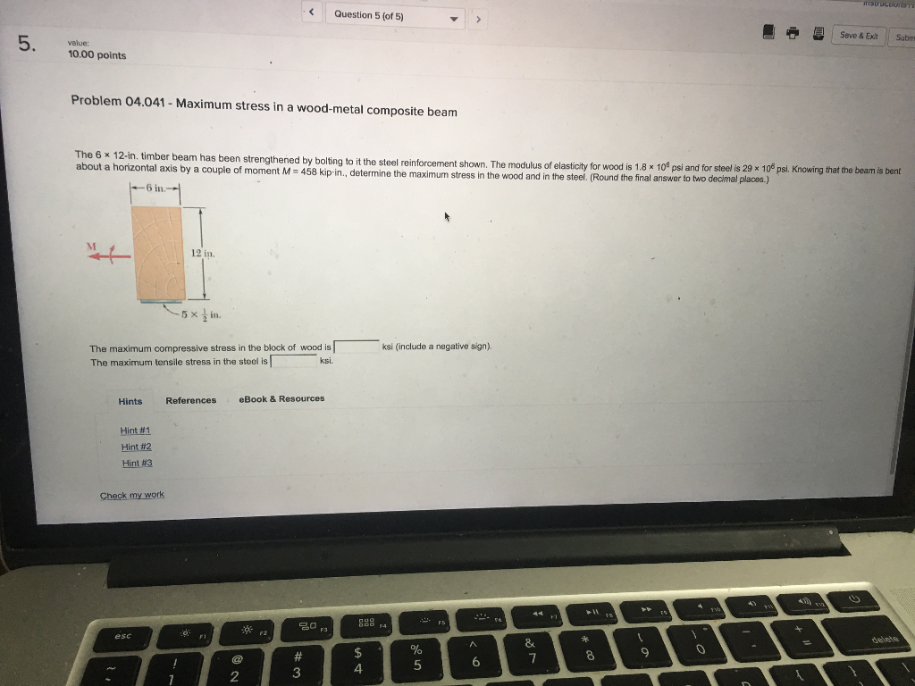 Solved The 6 Times 12-in, Timber Beam Has Been Strengthened | Chegg.com