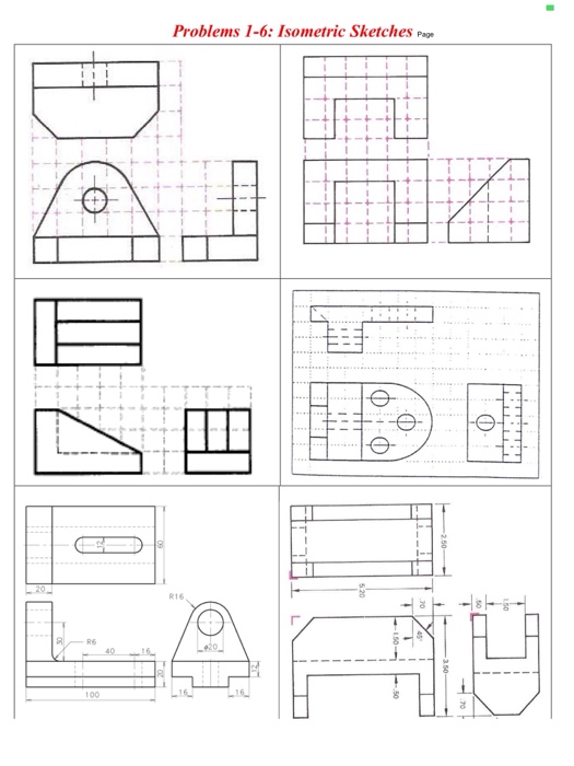 Solved Problems 1-6: Isometric Sketches Page R16 R6 100 | Chegg.com