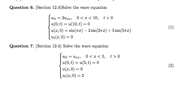 Solved: Question 6. (Section 12.4)Solve The Wave Equation | Chegg.com