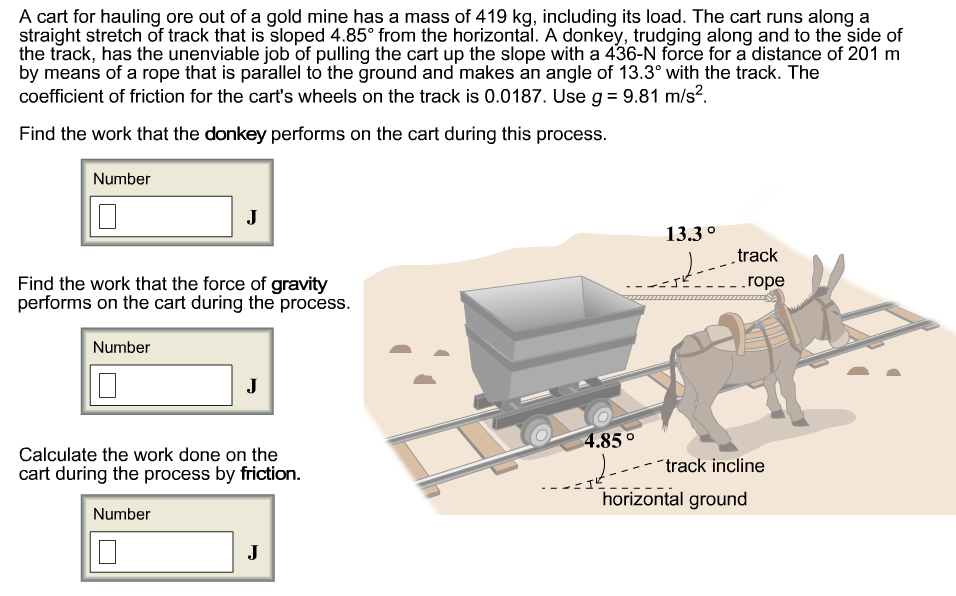 Solved A cart for hauling ore out of a gold mine has a mass