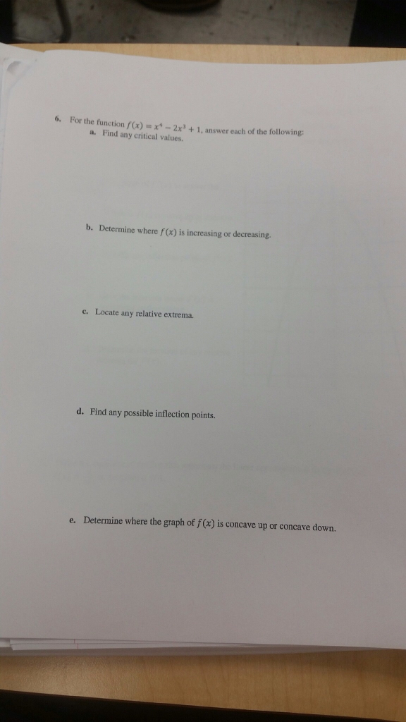Solved For The Function F x X 4 2x 3 1 Answer Each Chegg