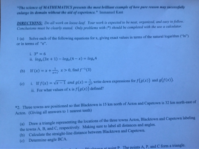 Solved (a) Solve each of the following equations for x, | Chegg.com