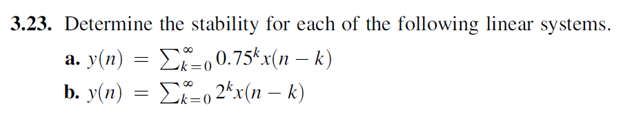 Solved 3.23. Determine the stability for each of the | Chegg.com