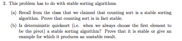 Solved 2. This problem has to do with stable sorting | Chegg.com