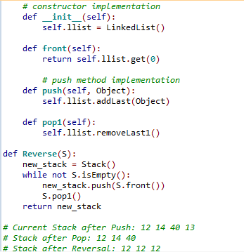 Solved Reverse a Stack linked list object. So I have a | Chegg.com