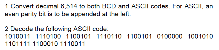 Solved Convert Decimal 6,514 To Both BCD And ASCII, 58% OFF