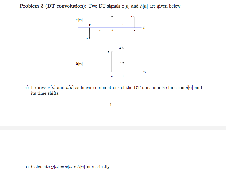 Solved Two DT signals x[n] and h[n] are given below: | Chegg.com