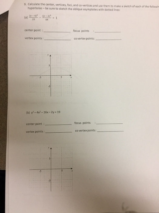 Solved Calculate the center, vertices, foci, and co-vertices | Chegg.com