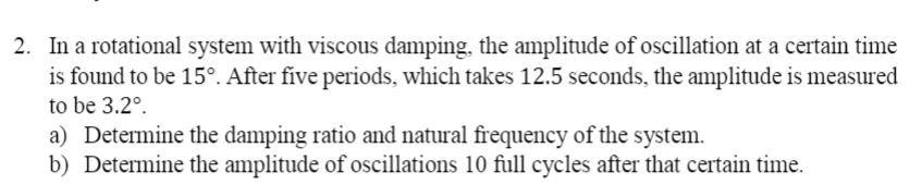Solved In a rotational system with viscous damping, the | Chegg.com