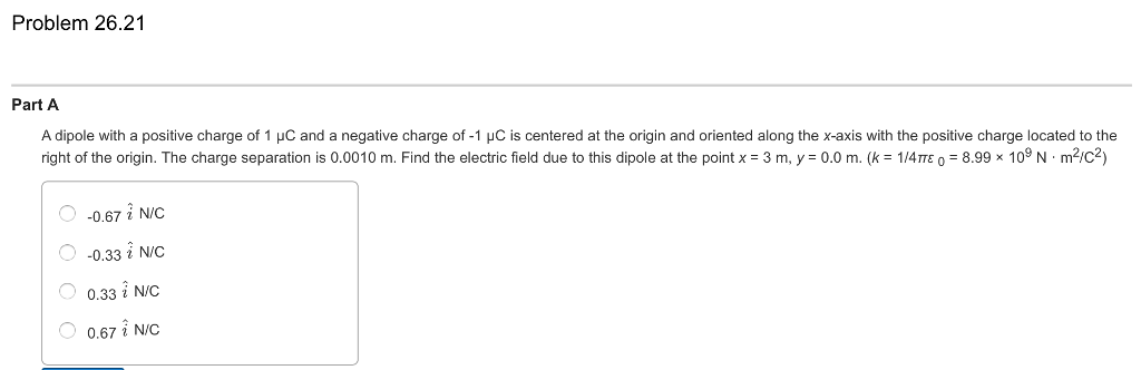 Solved Problem 26.21 Part A A dipole with a positive charge | Chegg.com