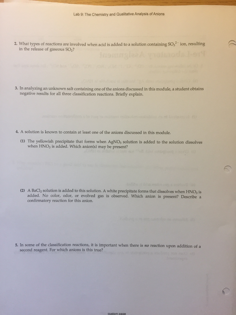 Solved Lab 9 The Chemistry and Qualitative Analysis of