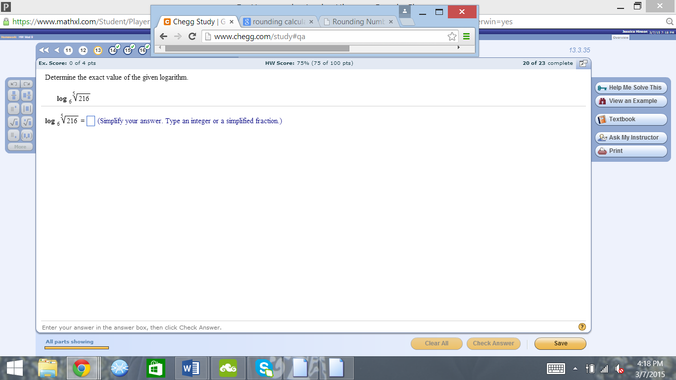 log 216 root 6 base 6