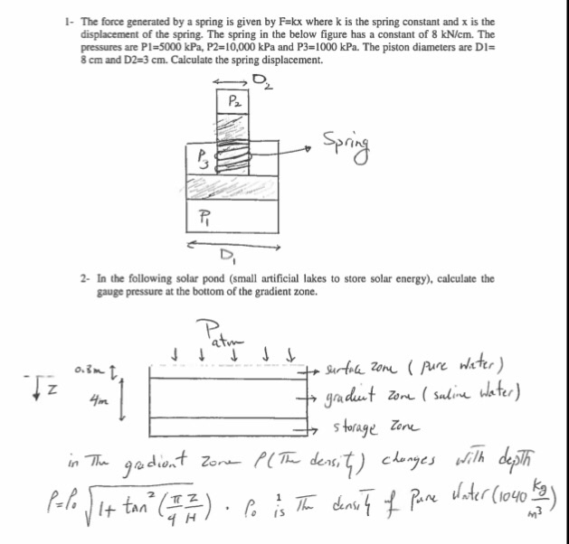 Solved The Force Generated By A Spring Is Given By F Kx