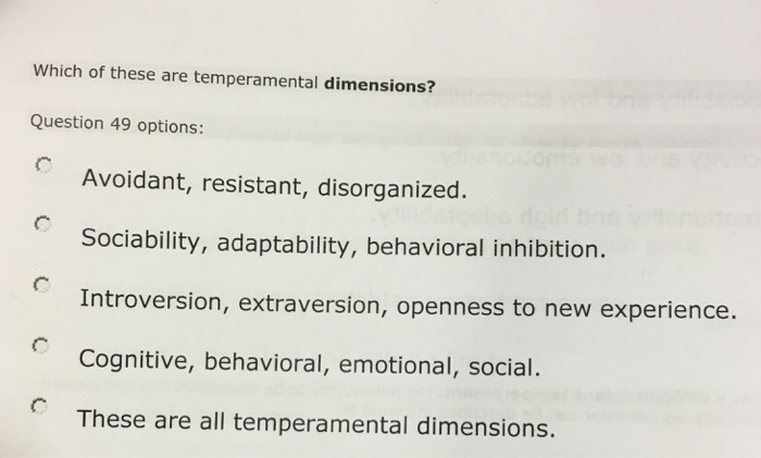 5 temperamental dimensions
