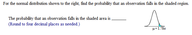 Solved For the normal distribution shown to the right find | Chegg.com