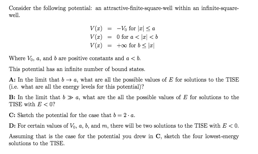 Consider the following potential: an | Chegg.com