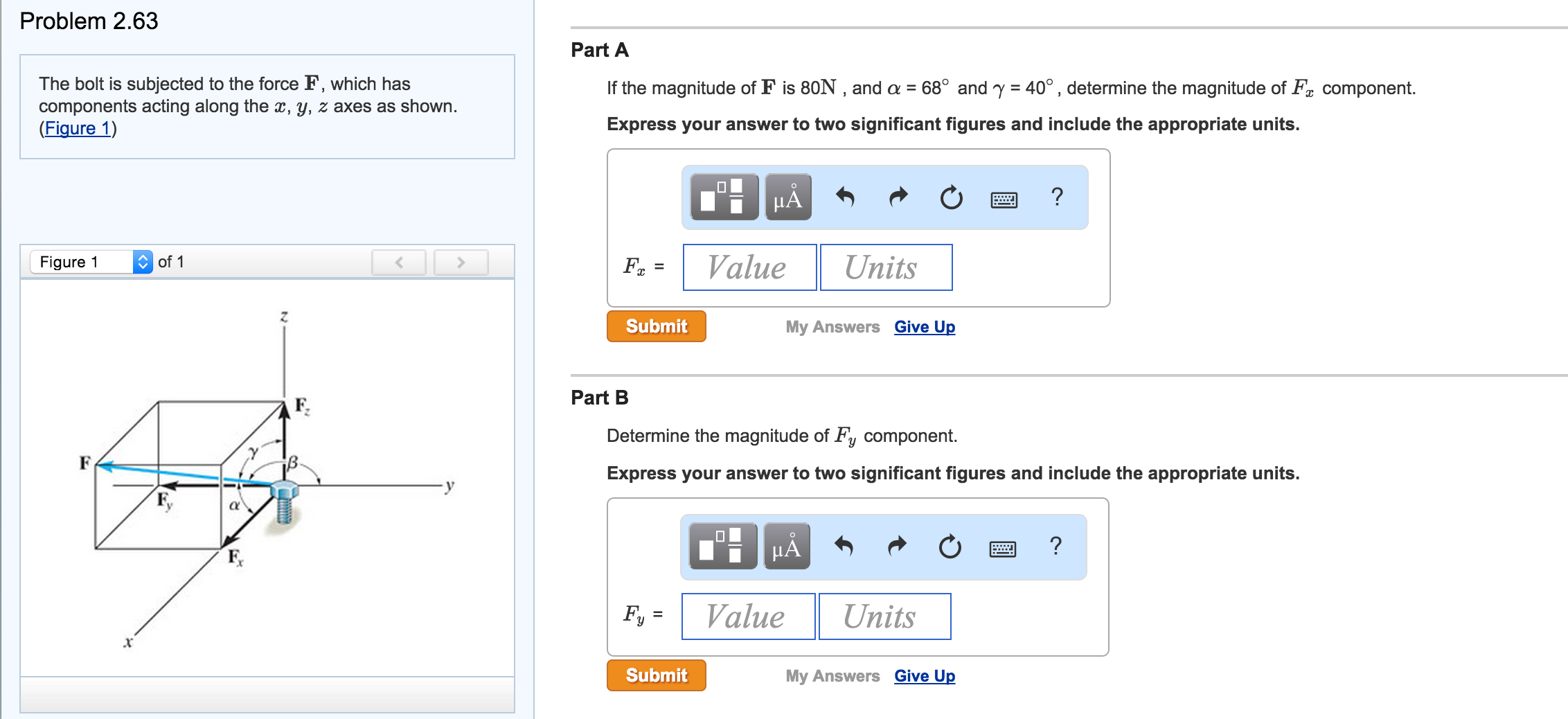 Solved Problem 2.63 The bolt is subjected to the force F,