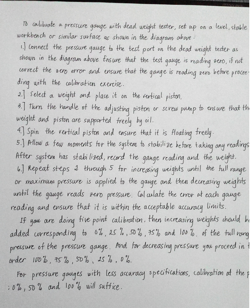 calibration of pressure gauge experiment conclusion