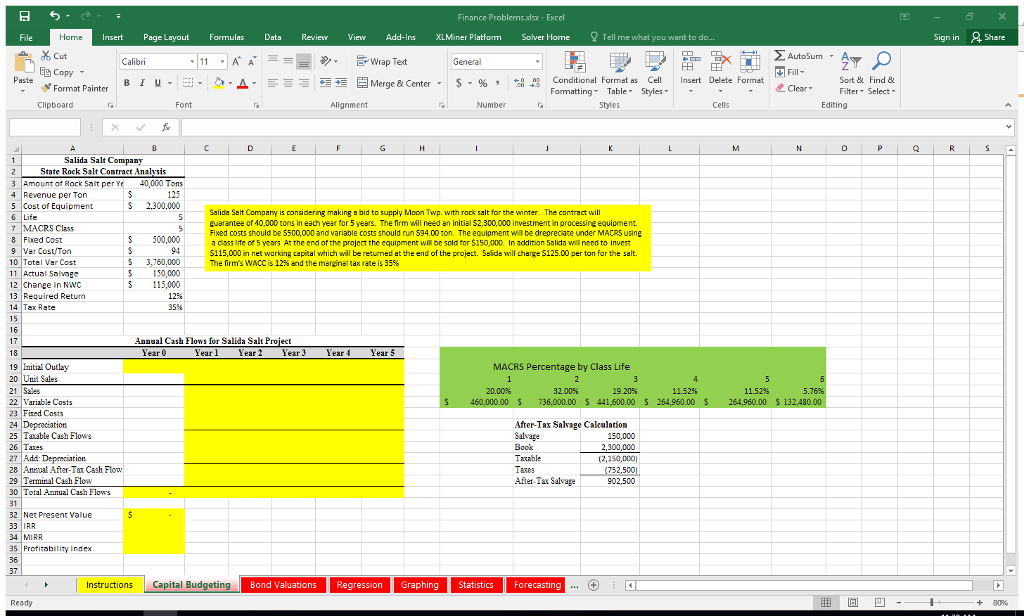 Finance Problemsdsr-Excel Insert Page LayoutFormulas | Chegg.com