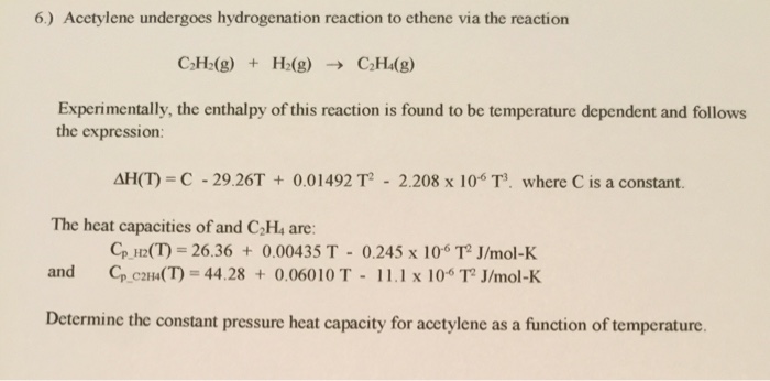 Solved Acetylene undergoes hydrogenation to ethane via the Chegg