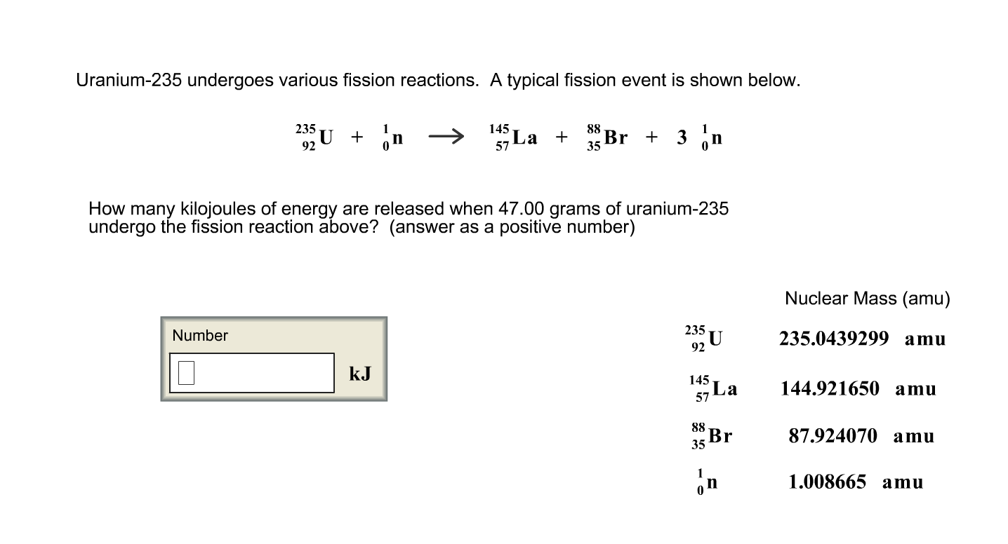 nuclear fission equation for uranium 235