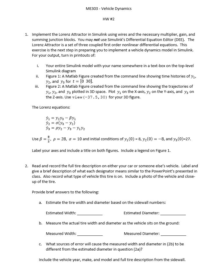 Implement the Lorenz Attractor in Simulink using | Chegg.com