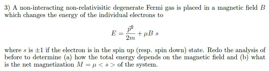 A Non Interacting Non Relativistic Degenerate Fermi