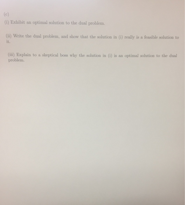 Solved Exhibit an optimal solution to the dual problem. | Chegg.com