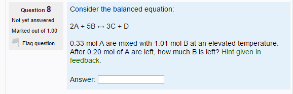 Solved Consider the balanced equation: 2A + 5B 3C + D | Chegg.com